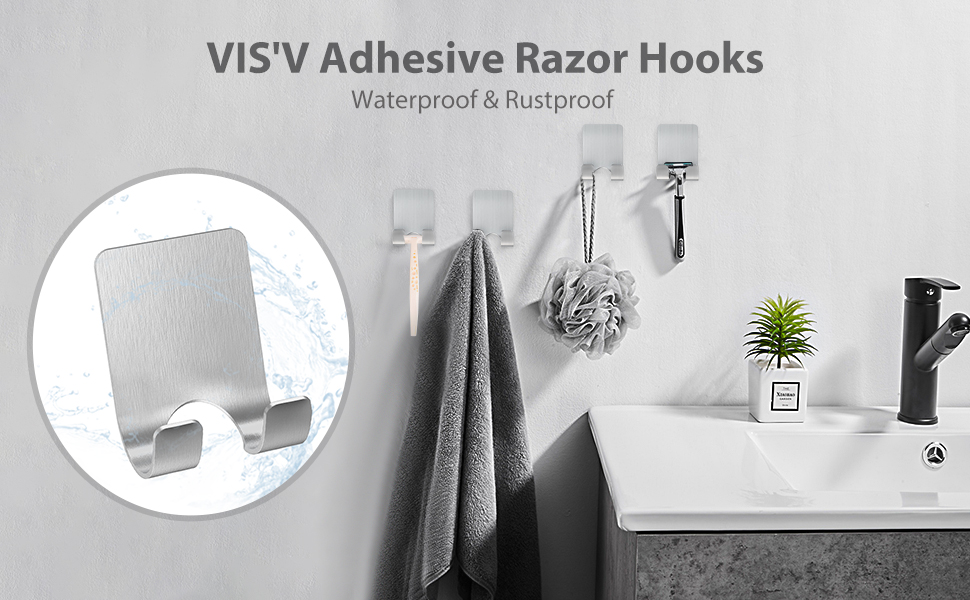VIS'V Adhesive Razor Holder, Silver Self Adhesive Razor