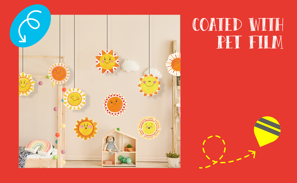 60 PCS Sun Cutouts, 10 Designs Bulletin Board Decoration