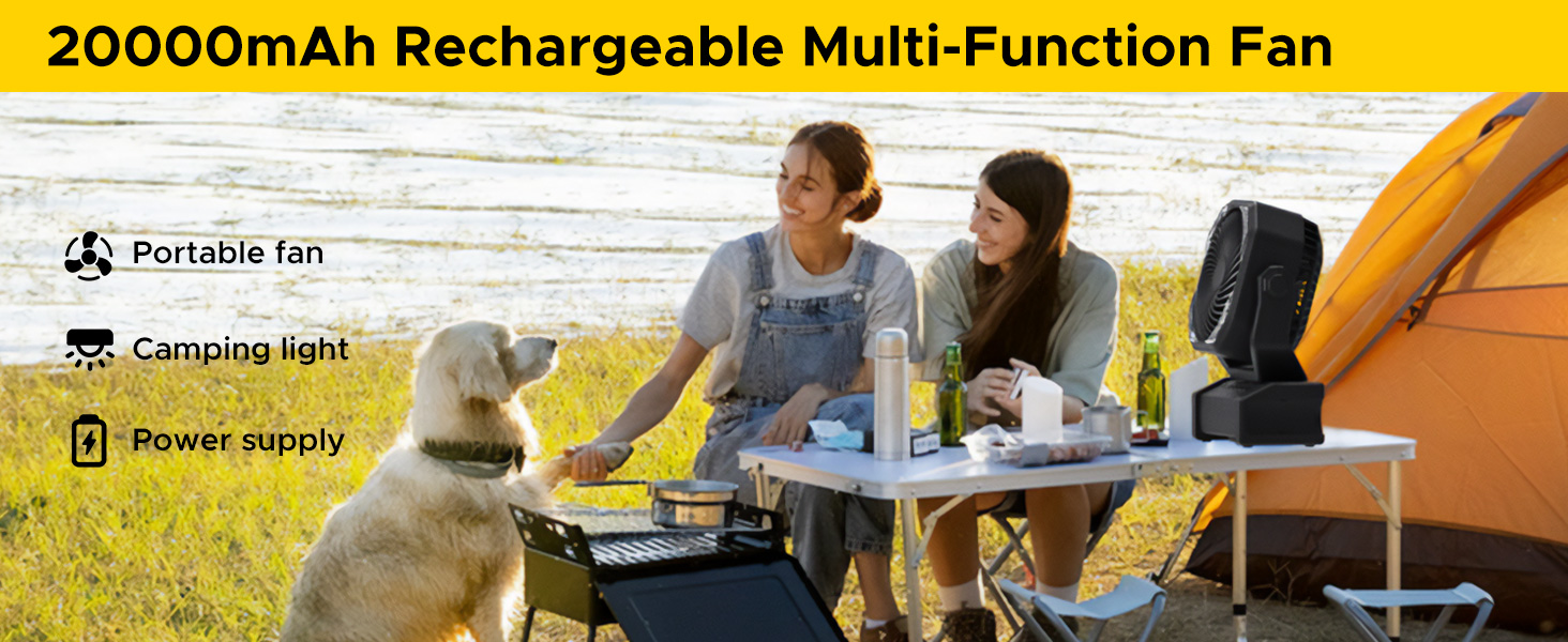 CRST 20000mAh Battery Operated Oscillating Fan with Remote