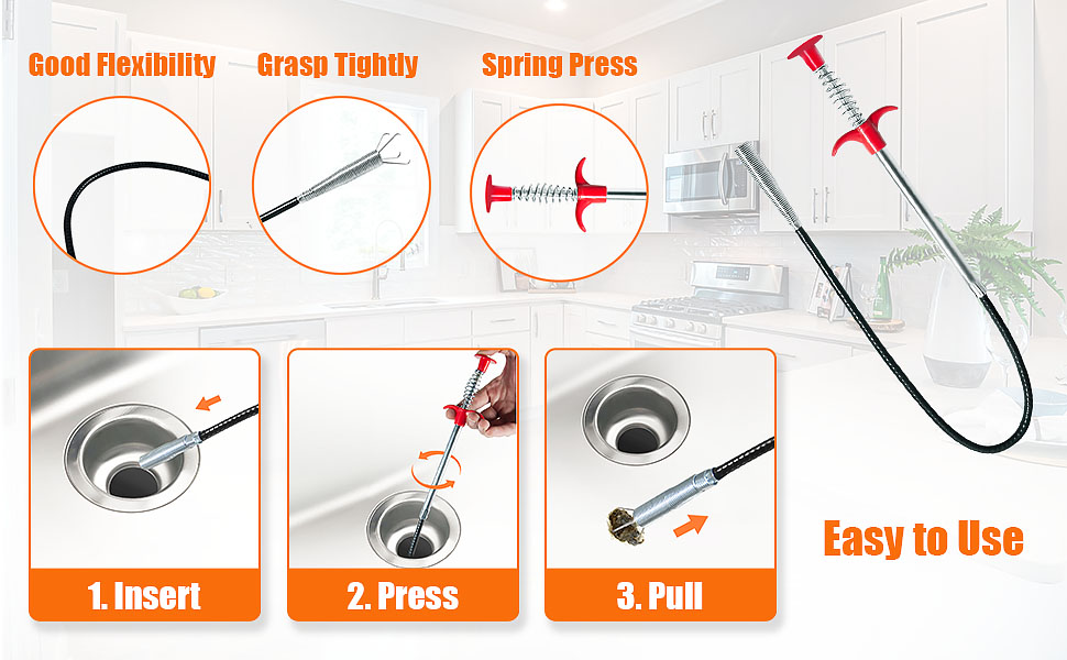 Drain Clog Remover Tool [7 Pack] Sink Drain Blockage Remover, 52cm Sink and Sewer Cleaning Tool