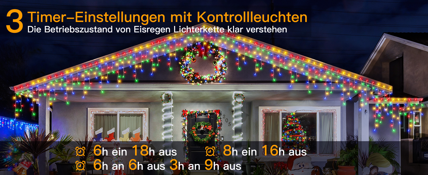 Ollny Eisregen Lichterkette Außen 15M 594 LED Weihnachtsbeleuchtung 
