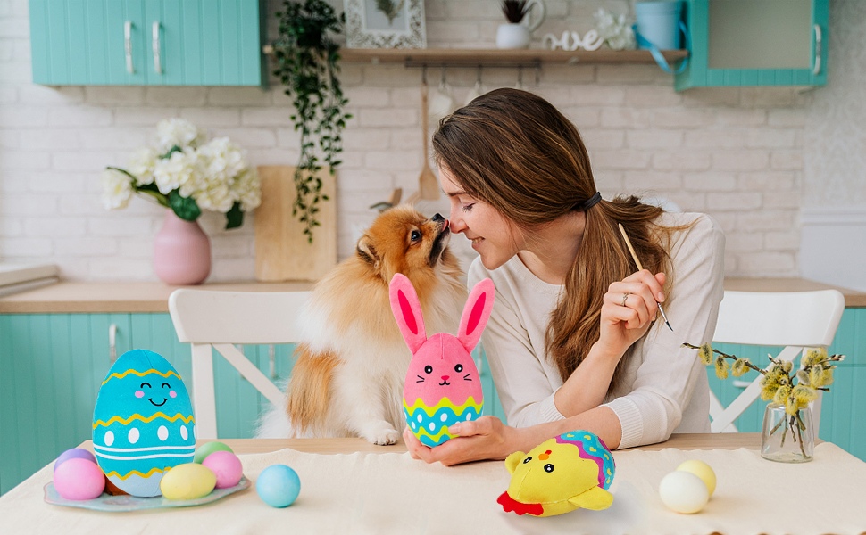 Pet Supplies AWOOF Easter Dog Toy 3 Pack Dog Squeaky Toys Easter Egg