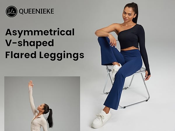 QUEENIEKE Crossover Flare Leggings with Pockets for Women