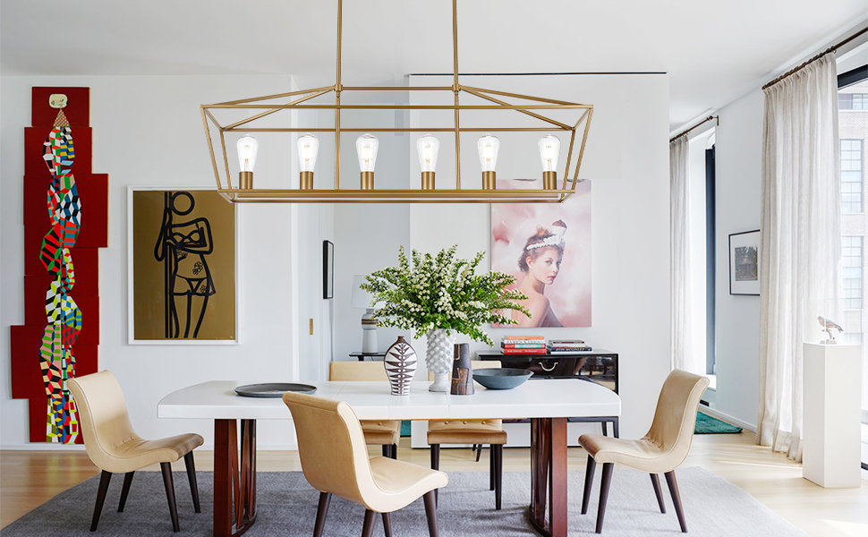 6 light rectangle chandelier 