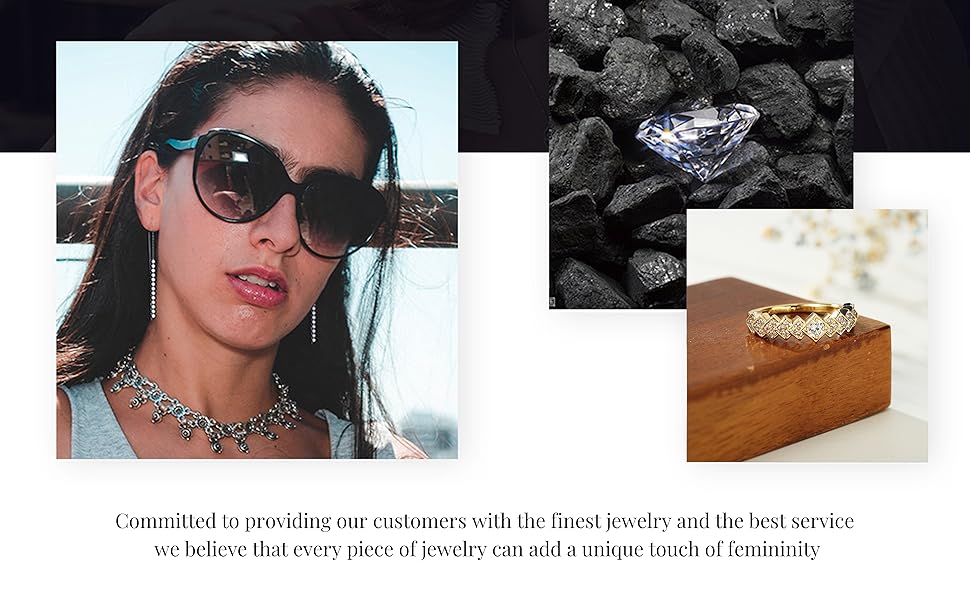 Women's High-Carbon Diamond Engagement Promise Ring