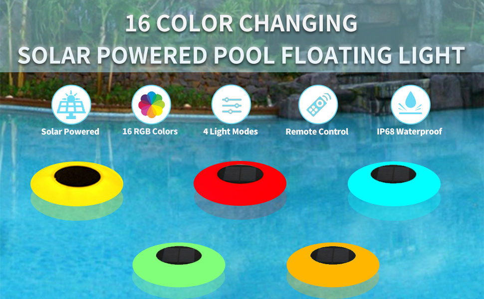 Borelor Solar Floating Pool Lights, 10 Inch 16 Color