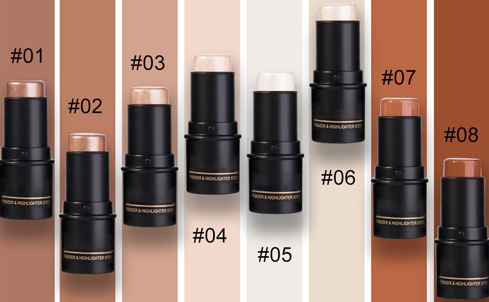 evpct 2Pcs Face Cream Contour Stick Bronzer Stick Highlighter Stick Illuminator Makeup Glow Kit