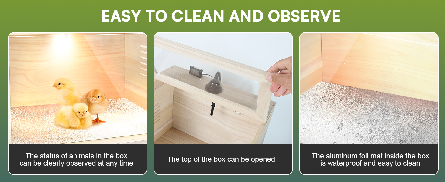 WISMOIER Wooden Brooder Box for Chicks Starter Kit with Heat Lamp