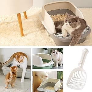 Cat Scoop Tool - Nonstick Shovel For Litter Box | Long Handle Sifter For Kitten Tray Cleaning, Ergonomic Design Pet Waste Remover, Deep Scooper Pan For Home Use Odor Control Hygienic Results Fast 13 Cat Litter Shovel Scoop