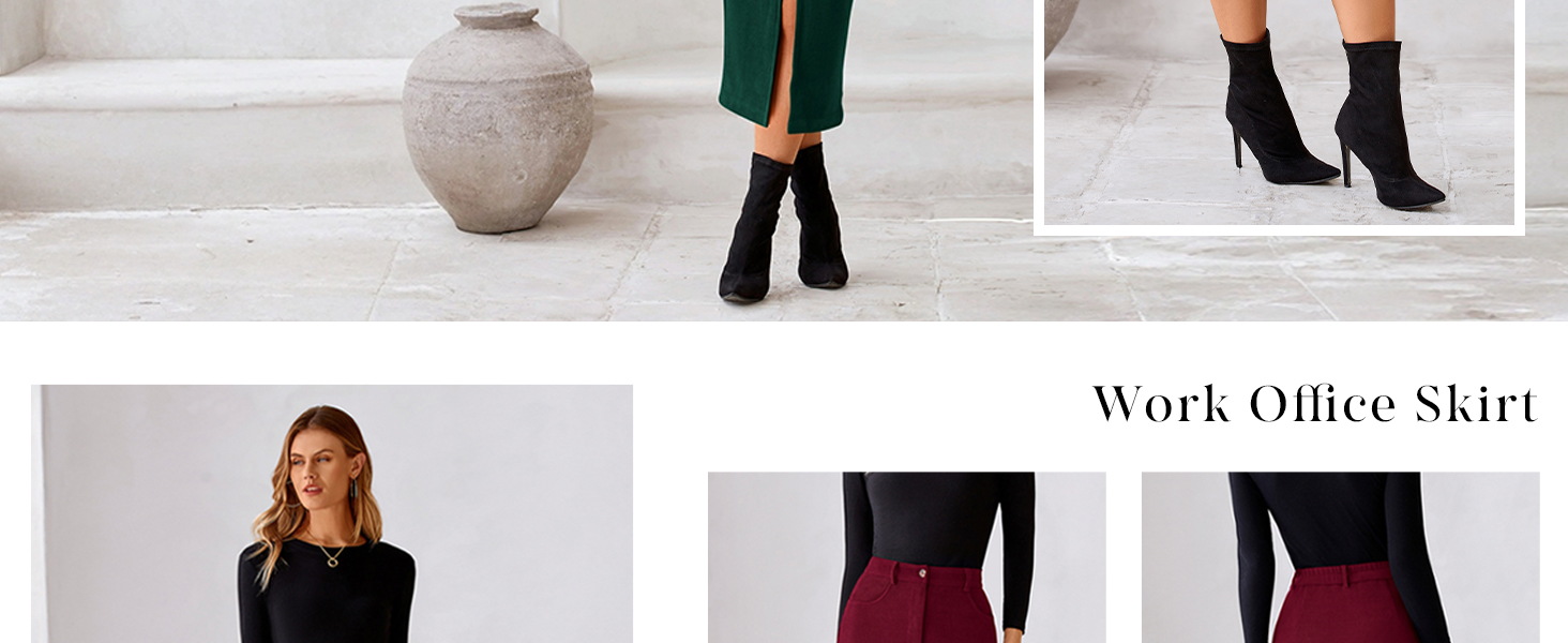 PRETTYGARDEN Midi Skirt with Slit