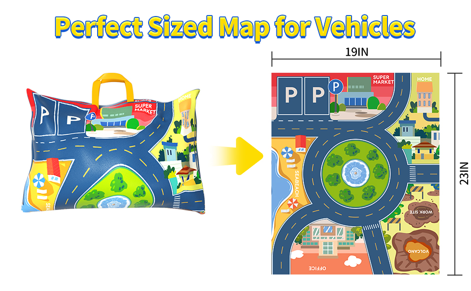 Bennol Baby Toddler Toys, 8 Pieces Baby Truck Car Toy and Playmat Storage Bag,1 2