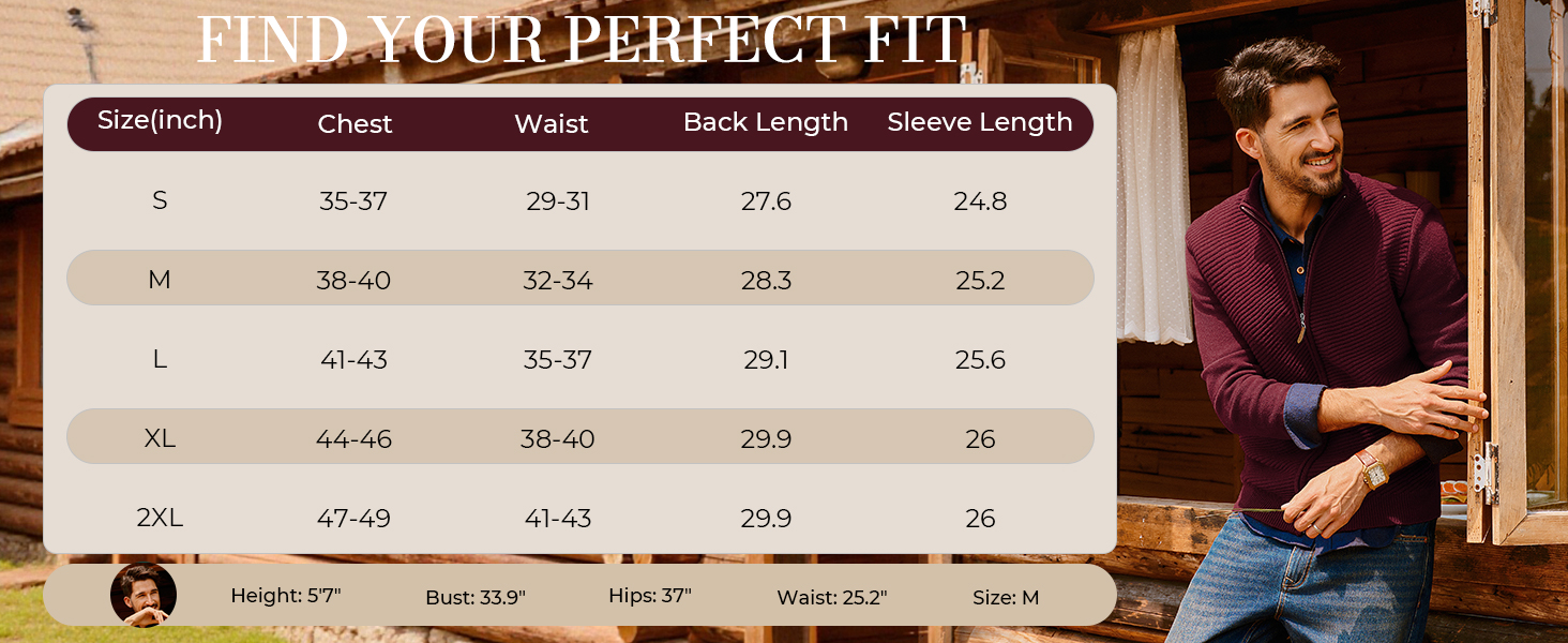 PJ PAUL JONES Mens Full Zip Sweater Fall Casual Stand Collar Knit Long Sleeve Cardigan Sweater