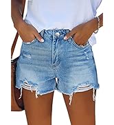 Angerella Women's Denim Shorts Mid Rise Ripped Jean Short