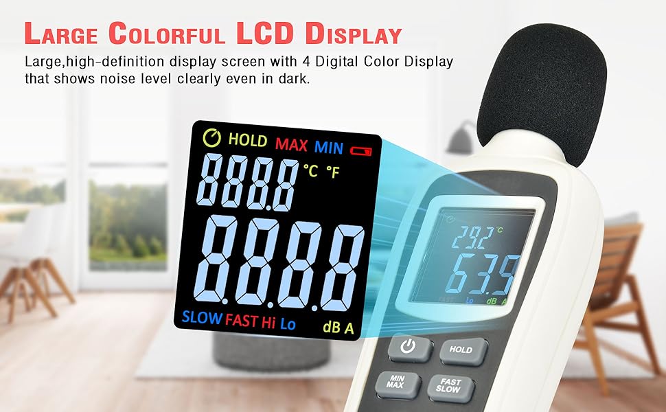 Decibel Meter,Digital Sound Level Meter Portable SPL Meter,35dB to
