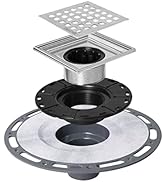 Neodrain 4 in Square Shower Drain Brushed 304 Stainless Steel Drain Grate Removable Drain Key wit...