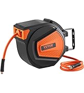 VEVOR Retractable Air Hose Reel, 3/8 IN x 50 FT Hybrid Air Hose Max 300PSI, Air Compressor Hose R...