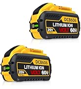 Xmenany 12.0-Ah 20V/60V Replacement for DEWALT 60V MAX Lithium ion DCB606 DCB609 DCB612 DCB206 Co...