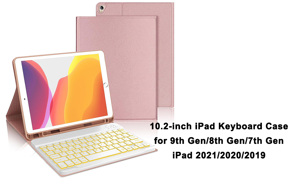 iPad 9th Generation Case with Keyboard, 10.2 inch iPad Case