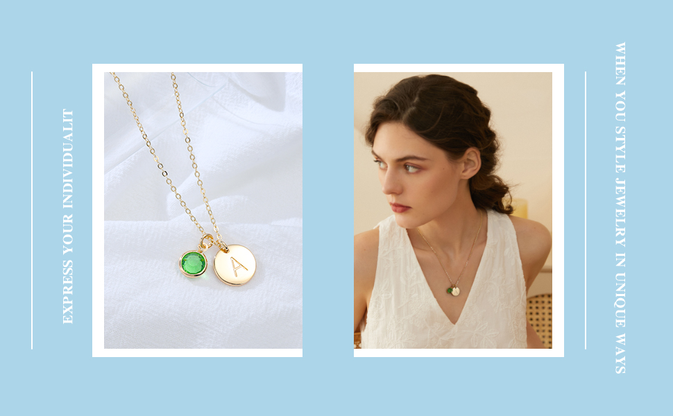 Initial Birthstone Necklace