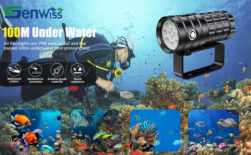 Dive Light for Underwater Photography, 25000Lumens Super