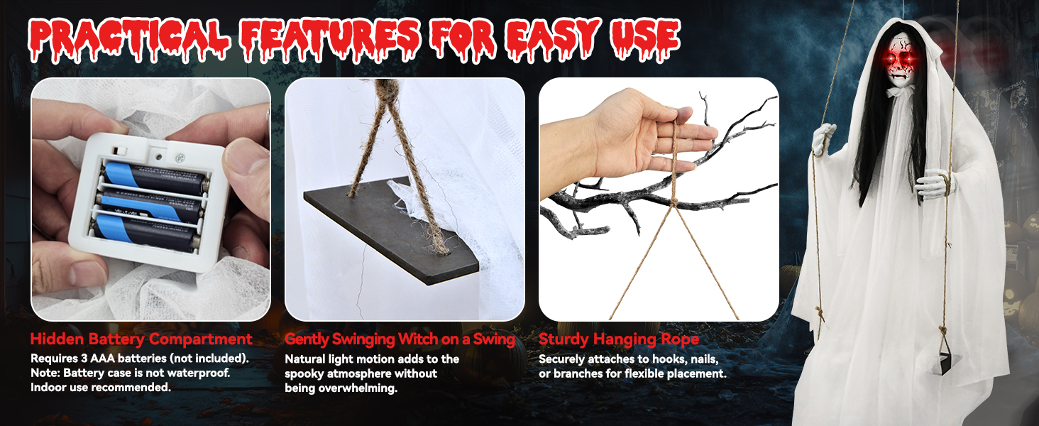 Gently Swinging Witch on a Swing using batteries