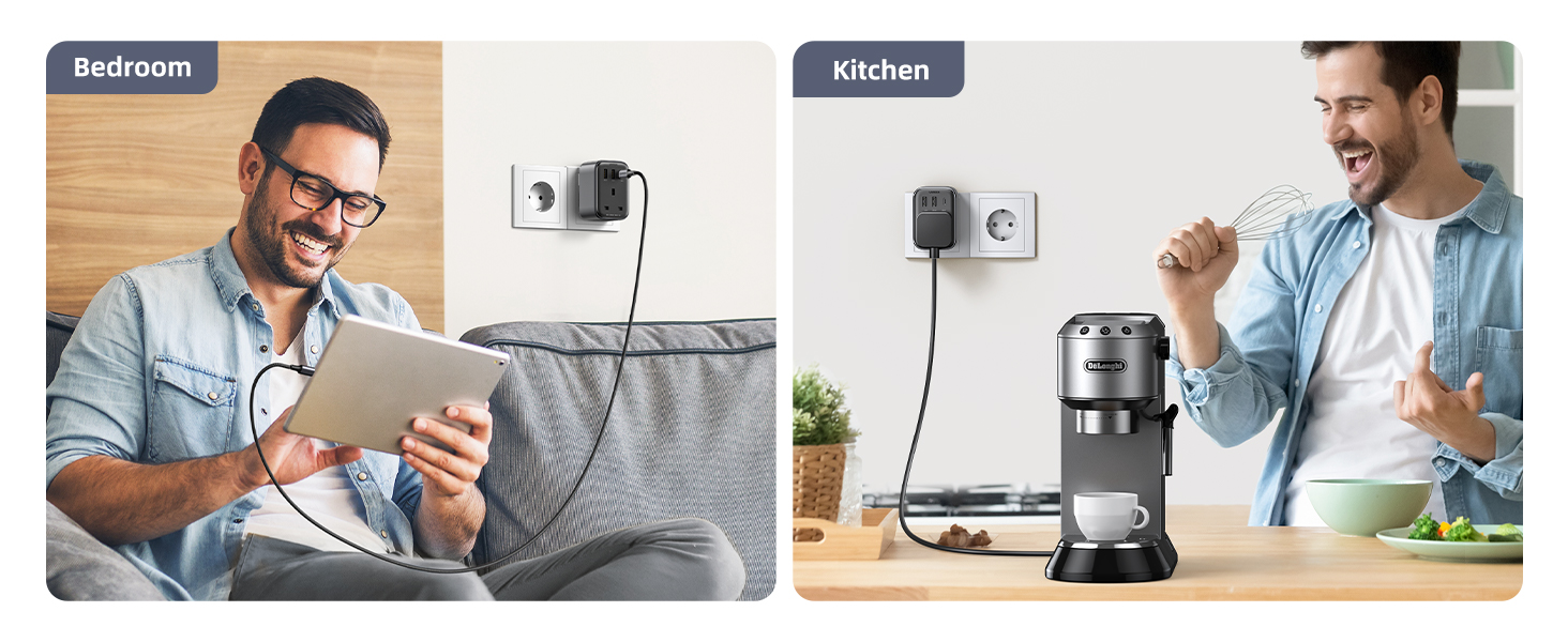 UGREEN UK to European Plug Adapter PD 30W Travel Adapter with USB C GaN