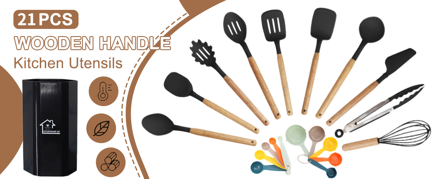 Non-Stick Silicone Cooking Kitchen Utensils Spatula Set
