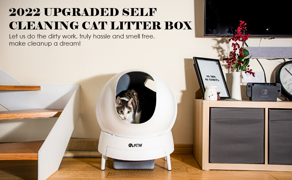Automatic Cat Litter Box, No More Scooping Self Cleaning Cat Litter Box with APP