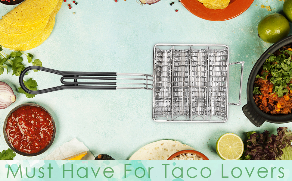 FAMKIT Taco Fryer Basket, Taco Shell Fryer, Holds 4 Shells