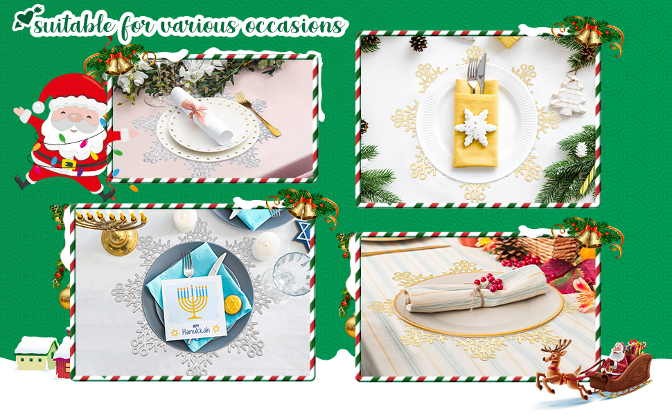 Snowflake Placemat Set 15 Inch Pressed Vinyl Placemat