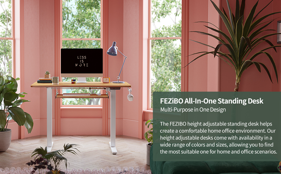 FEZIBO Height Adjustable Electric Standing Desk with Keyboard Tray, 40