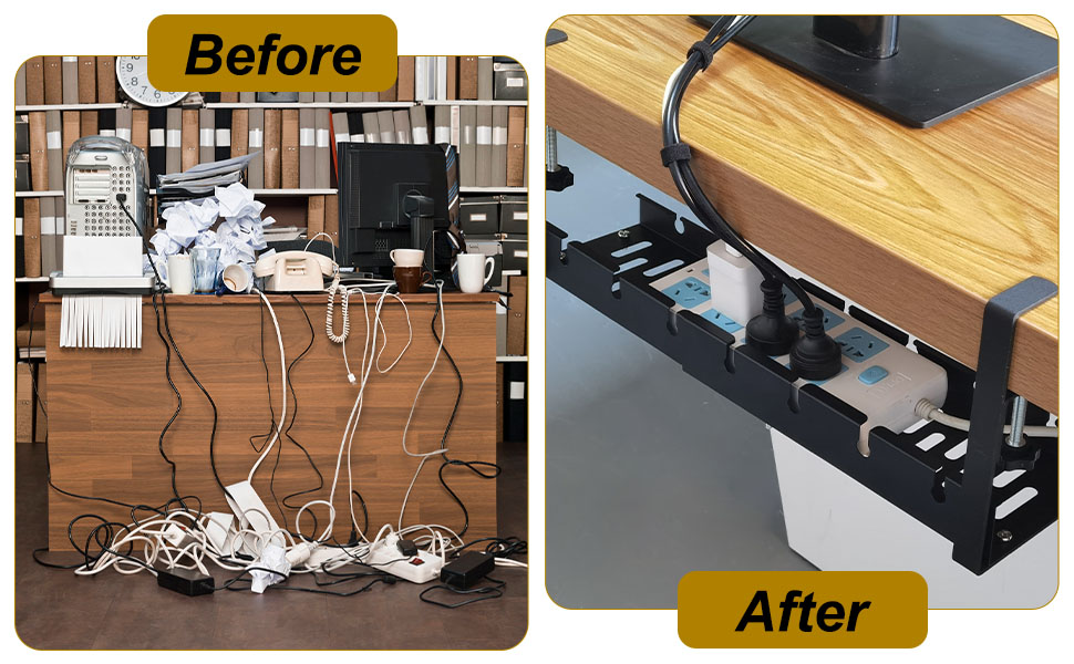 Under Desk Cable Management Tray Adjustable 12" into 21.8" UnderDesk