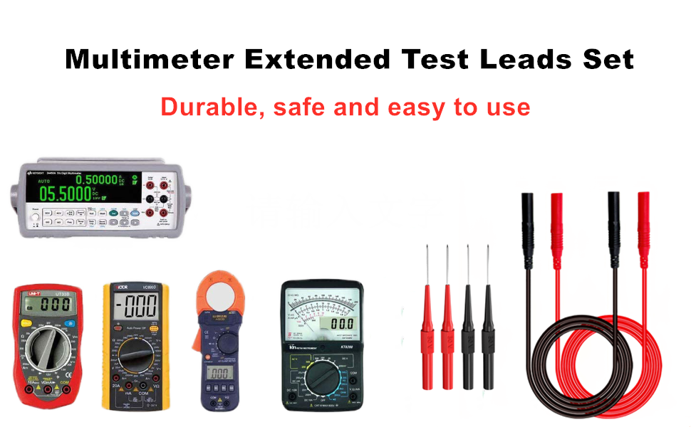 Multimeter Extended Test Leads Set,2PCS 4mm Banana Plug Connectors