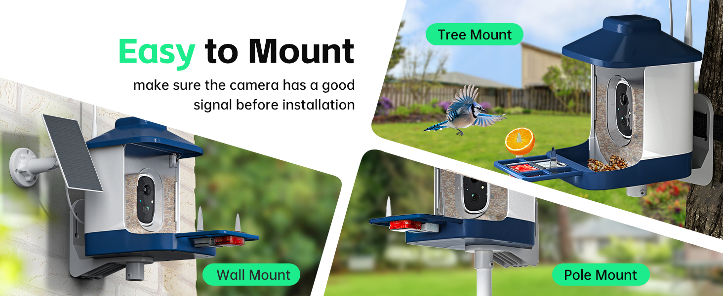 bird feeder With camera Easy Install & Rotates Freely