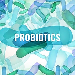 Illustration of probiotic organisms green blue pastel