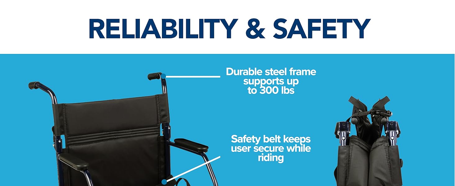 Carex Transport Wheelchair With 19 inch Seat Folding