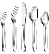 Herogo Heavy Duty Stainless Steel Silverware Set, 30-Piece Fancy Flatware Cutlery Set for 6, Mode...