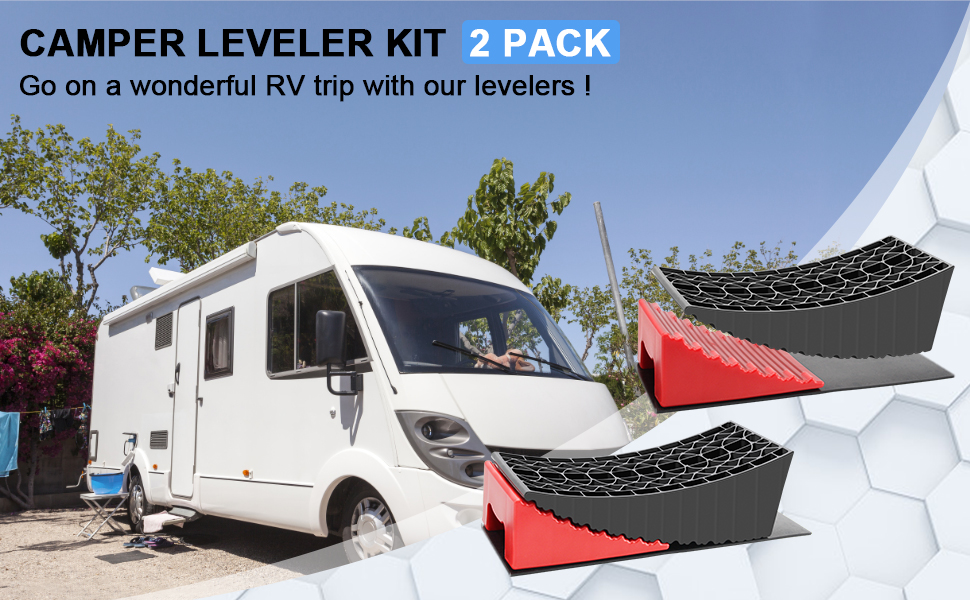 RVGIVE Camper Leveler 2 Pack, RV Leveling System for Travel Trailer Up