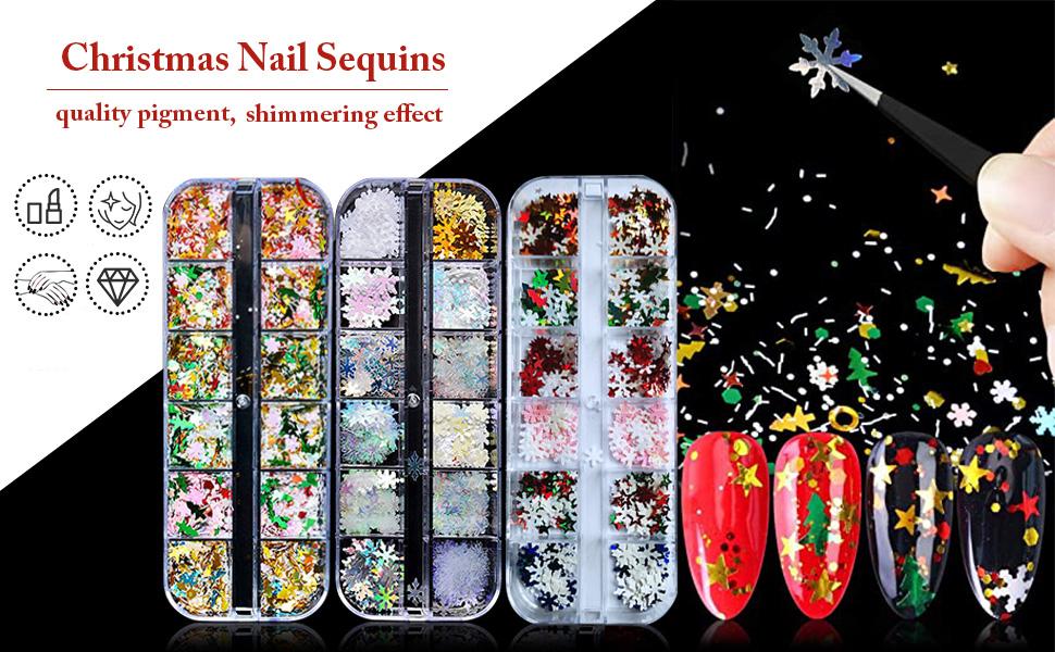 Weihnachten Schneeflocke Nagel Pailletten Glitter