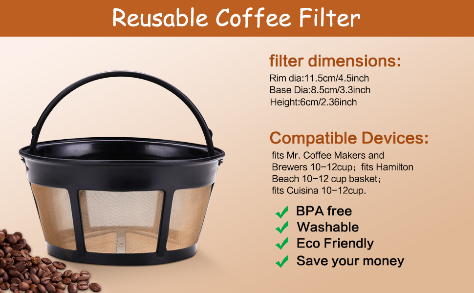 ÖSSZEFUT Reusable Coffee Filter, fits Mr. Coffee 1012 Cup Coffee Maker Coffee