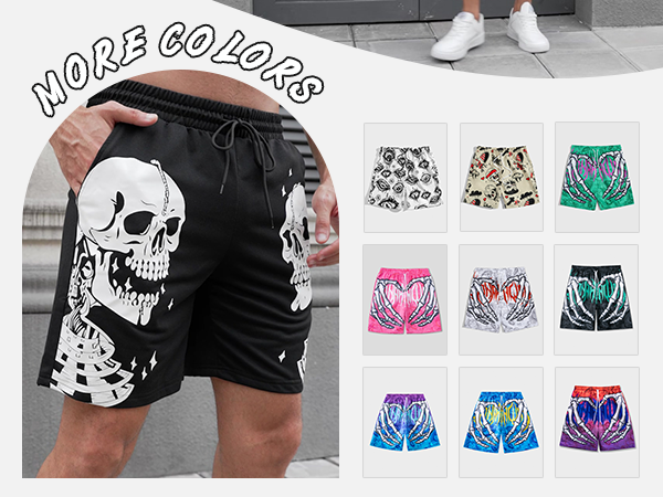 SHENHE Men's Y2K Graphic Shorts Goth Ghostface Skeleton