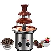 Total Chef 3 Tier Chocolate Fondue Fountain, Adjustable Temperature, 1.5 lbs (680 g) Capacity, De...