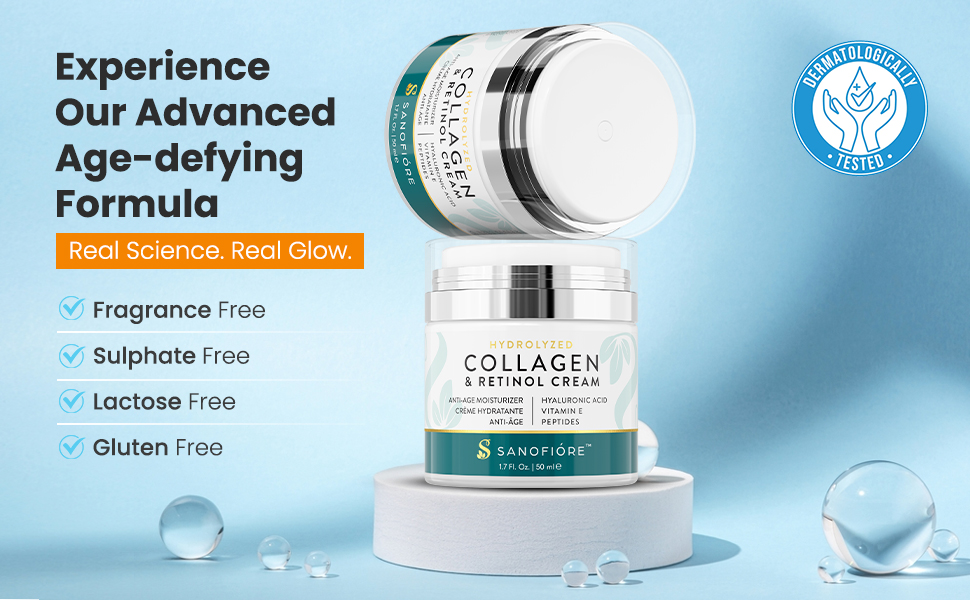 Sanofiore - Advanced Anti Aging, Retinol Collagen Cream Moisturizer, Fragrance Free