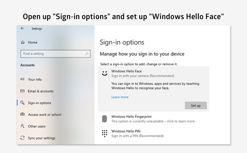 TOALLIN 1080P Full HD cam for Windows Hello Face Login, Facial