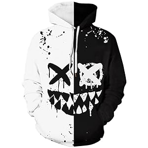 OLIPHEE Mens Hoodies Full 3D Printed Graphic Sweatshirt