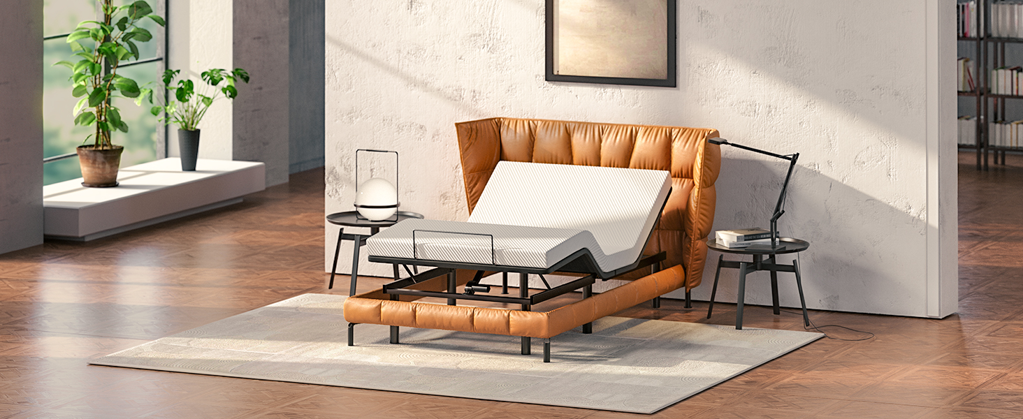 Koorlian Twin Adjustable Bed Frame, Ergonomic StandAlone