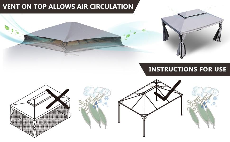 Grand patio 10x13 Gazebo Replacement Curtain,ONLY Curtain