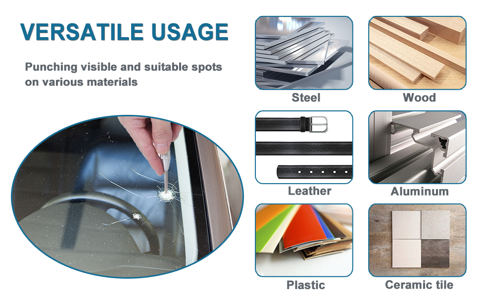 2 Pack Automatic Center Punch, 5 inch Spring Loaded Center Punch with