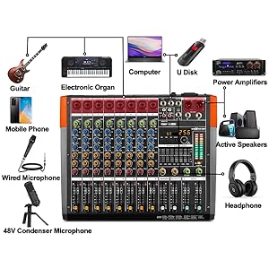 Amazon.com: Bomaite KA8 Professional 8-Channel Mixer Audio