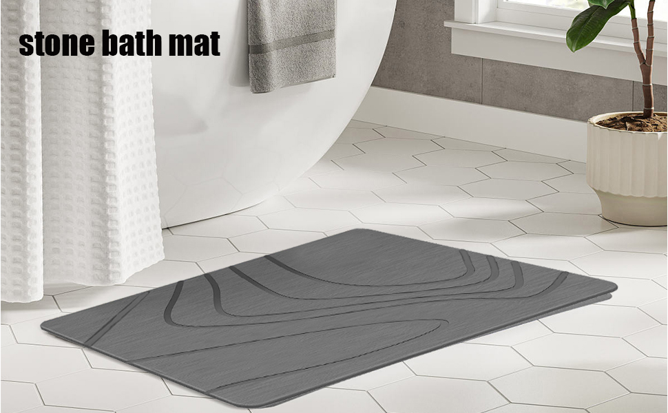 Stone Bath Mat, Shower Mat NonSlip, Super Absorbent Bath Stone Mat for